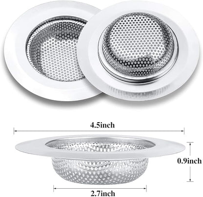 2 Pcs Kitchen Sink Strainer, Stainless Steel Drain Cover, Large Wide Rim 4.5" - Image 3