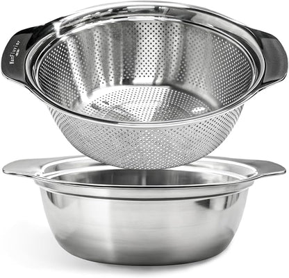 2 PCS Stainless Steel Colander, 3.5 QT 18/8 Stainless Steel Strainer, Colander by WanFluvior