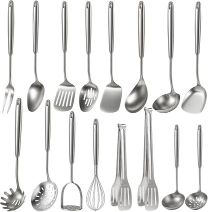 Newness 16 Pcs Cooking Utensils Set, 304 Stainless Steel Kitchen Utensils Set by NewnessFocusOnStainlessSteel