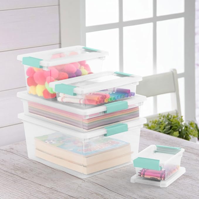 Sterilite 12-Pack Clip Box, Stackable Clear Plastic Bins - Image 6