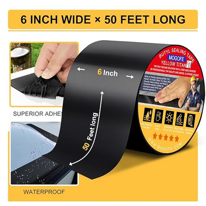 RV Roof Sealant Tape Black, 6 Inch x 50 Feet RV Repair Roof Sealer Seal Tape - Image 2