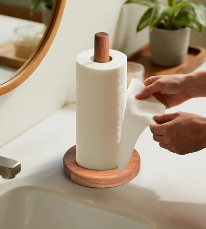 KitchLife Acacia Wooden Paper Towel Holder Countertop, Large Size - Image 9