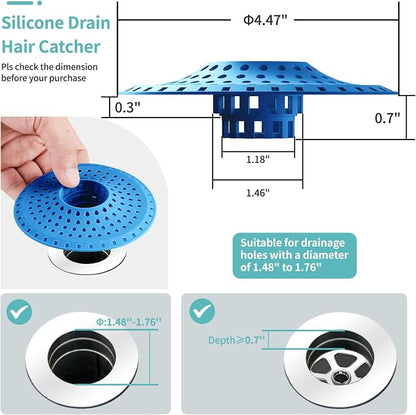 Shower Hair Drain Catcher, Silicone Bathtub Drain Hair Catcher Strainer - Image 5