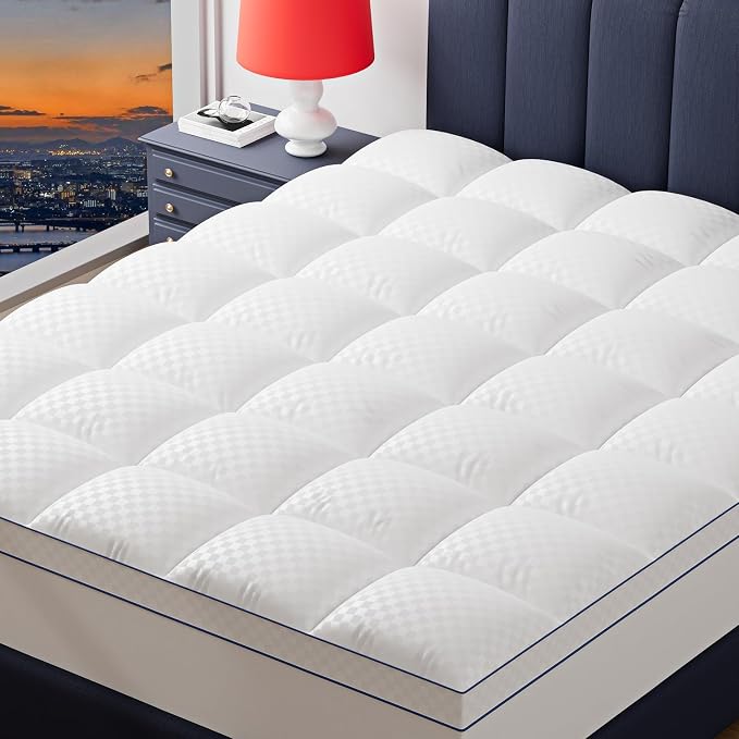 Extra Thick Queen Mattress Topper Pillowtop Mattress Pad Cover Cooling and Plush by Reitti