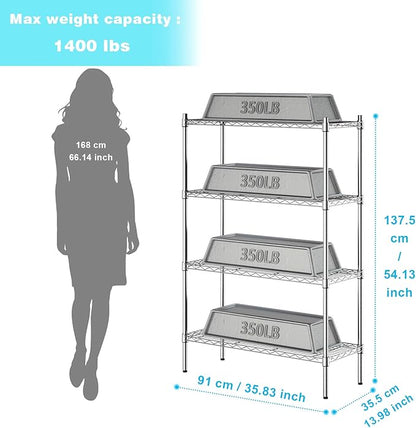 Auslar 4-Shelf Storage Wire Shelves Heavy Duty 4 Tiers Standing Shelving Units - Image 3