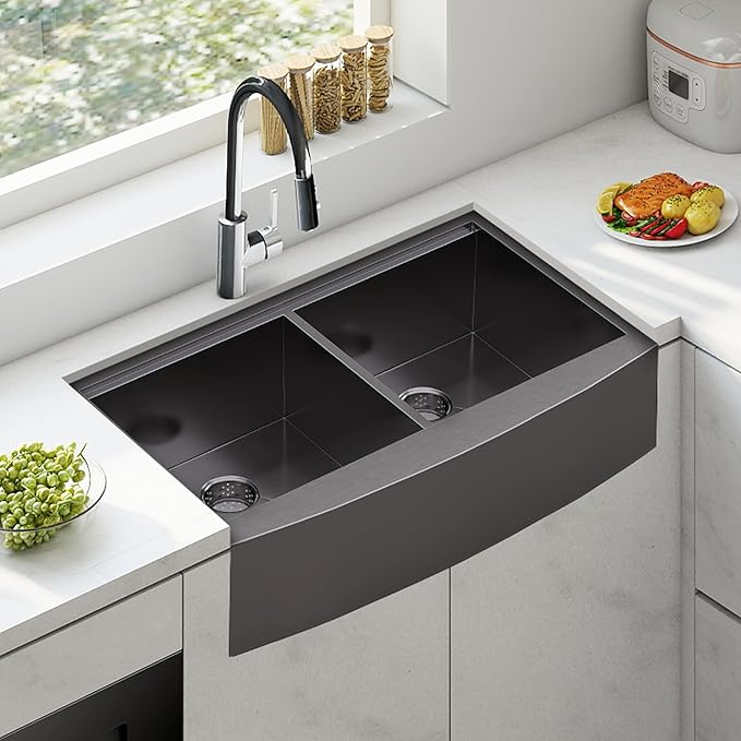36-Inch Undermount Kitchen Sink Workstation, 16 Gauge Stainless Steel Double Bowl Kitchen Sink with Cutting Board, Drying Rack, Roll-Up Rack and Drain Assembly