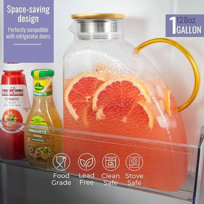 WARMSIMPLE Glass Pitcher With Lid, 1 Gallon Glass Water Pitcher - Image 2