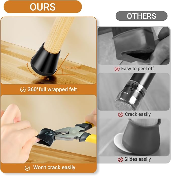 24 PCS Silicone Chair Leg Floor Protectors Medium Fit Rubber Felt Furniture - Image 4