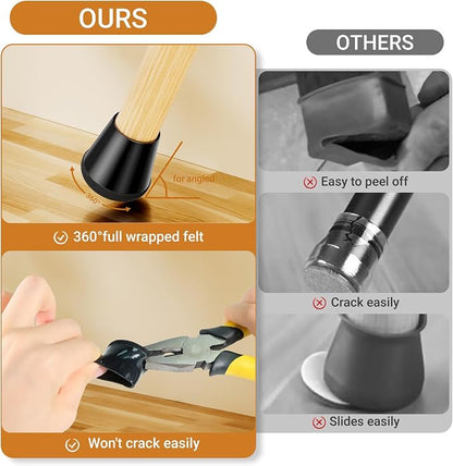24 PCS Silicone Chair Leg Floor Protectors Medium Fit Rubber Felt Furniture - Image 4