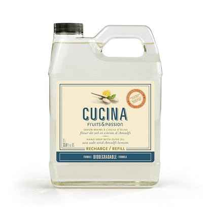 Cucina Fruits & Passion Hand Soap Refill – 1 Liter Sea Salt and Amalfi Lemon – by Cucina
