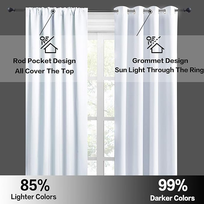 RYB HOME Half Window Curtains for Kids Nursery, Privacy Room Darkening Curtain Tiers for Window Heavyt Duty Short Drapes for Bathroom Basement Studio, Width 29 x Length 30 inches, Greyish White