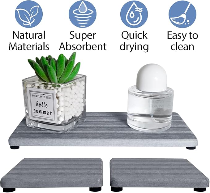 Set of 3 Diatomite Hand Soap Holder, Water Absorbing Stone Tray - Image 5