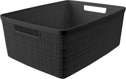 Curver Set of 6 Jute Medium Decorative Plastic Organization and Storage Baskets - Image 4