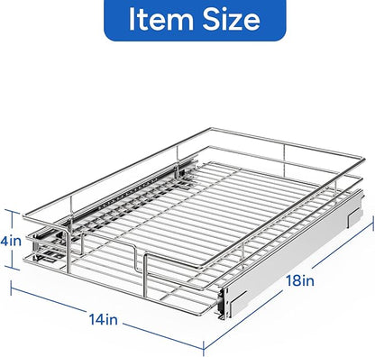 ROOMTEC Pull Out Cabinet Organizer, Cabinet Pull Out Shelves 14" W x 18" D - Image 3