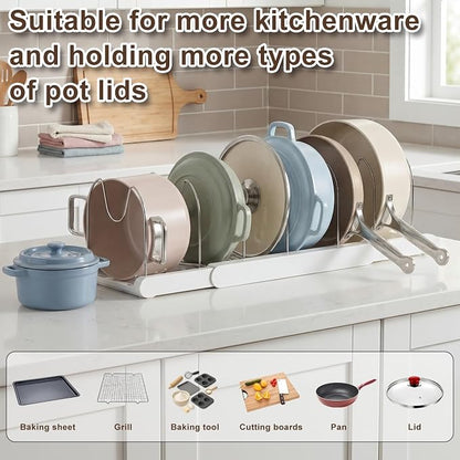 Expandable Pots and Pans Organizer Under Cabinet, 7 Stainless Steel Dividers - Image 4