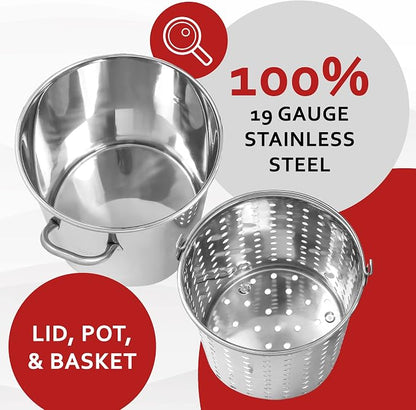 CONCORD 36 QT Stainless Steel Stock Pot w/Basket. Heavy Kettle. Cookware - Image 3
