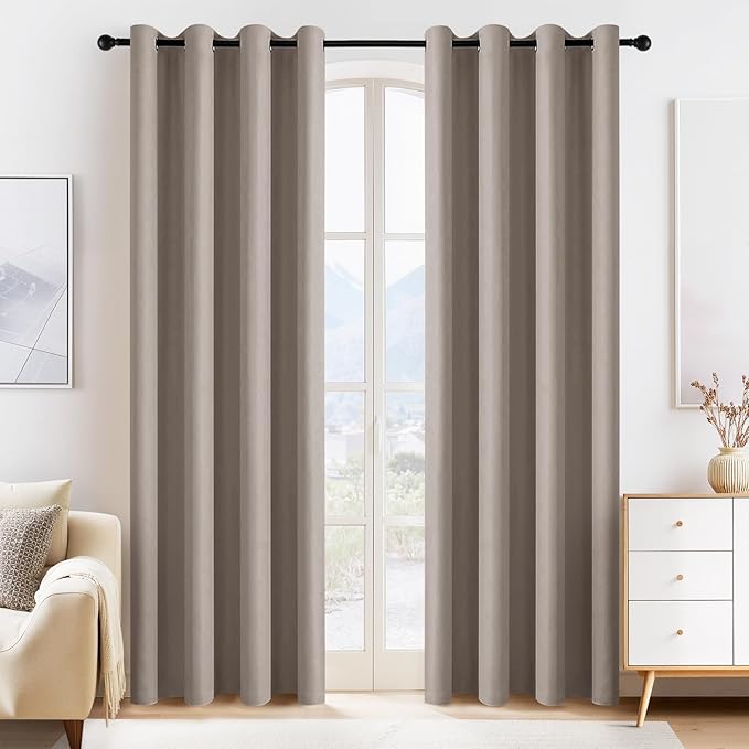 PONY DANCE Light Taupe Blackout Curtains by PONYDANCE