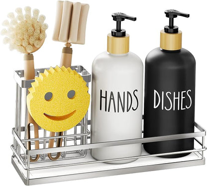 Moforoco Kitchen Dish Soap Dispenser Set, 16OZ Glass Bottle, Hand and Dish Soap - Image 8
