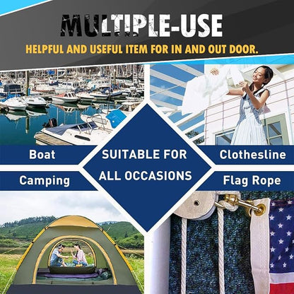 PerkHomy Cotton Rope 3/16" 50 ft Multi Purpose Utility Diamond Braided Cord - Image 5