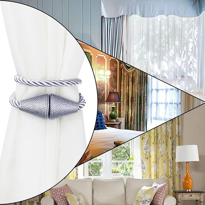 6 Pack Magnetic Curtain Tiebacks Rope Modern Handmade Curtain Tie Backs - Image 6