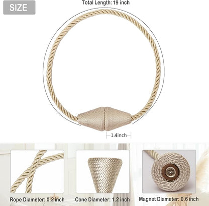Magnetic Curtain Tiebacks 8 Pack Outdoor Rope Curtain Tie Backs Decorative - Image 2