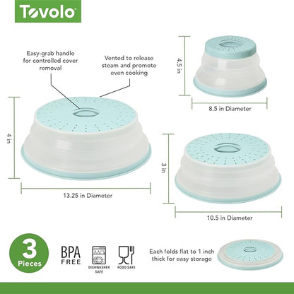 Tovolo 3-Piece Silicone Microwave Splatter Lid Set Blue Haze Small Medium Large - Image 2