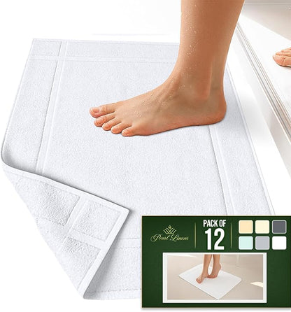 Pearl Linens Pack of 12 100% Cotton Bath Mat 18x25 inches, Soft & Absorbent - Image 3