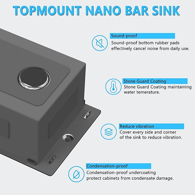 15x20 inch Drop in Bar Sink, 15 inch Small Kitchen Sink 18 Gauge Single Bowl Stainless Steel Topmount Bar Sink with Basket Strainer Drain & Bottom Grid