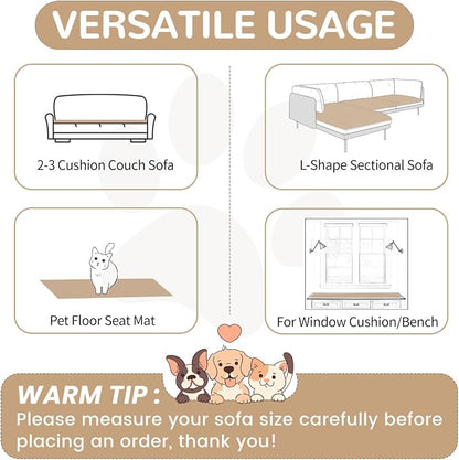 OTOB Couch Cover for Dogs Washable, Non Slip Plush Sofa Covers for 3 Cushion - Image 4