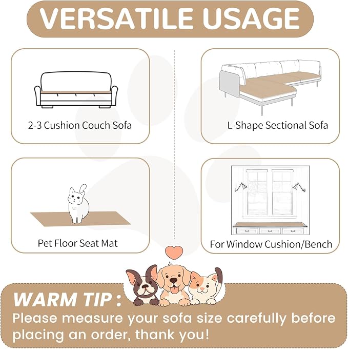 OTOB Couch Covers for 3 Cushion Sofa Pet Friendly, Plush Fuzzy Non Slip Sofa - Image 5