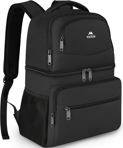 MATEIN Cooler Backpack, 26 Cans Insulated Lunch Backpack for Men Women, Leakproof Double Layer Lunch Cooler Bag Lightweight Soft Lunch Backpack with Cooler Compartment, Beach Camping Hiking Beer Gifts