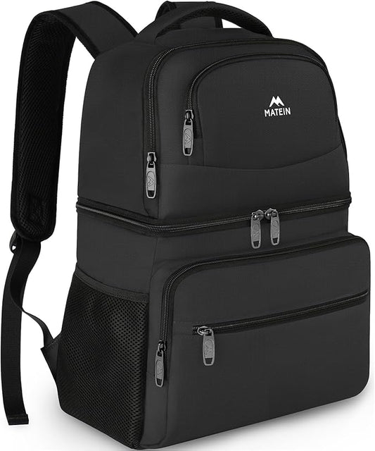 MATEIN Cooler Backpack, 26 Cans Insulated Lunch Backpack for Men Women, Leakproof Double Layer Lunch Cooler Bag Lightweight Soft Lunch Backpack with Cooler Compartment, Beach Camping Hiking Beer Gifts