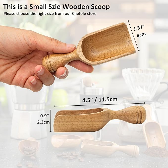 Wooden Scoops for Canisters 3PCS Acacia Wooden Scoop for Jars Small Wood Scoops - Image 3