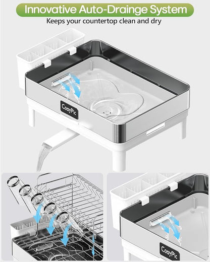 2 Tier Dish Drying Rack, Thicker Premium 304 Stainless Steel Dish Racks - Image 5