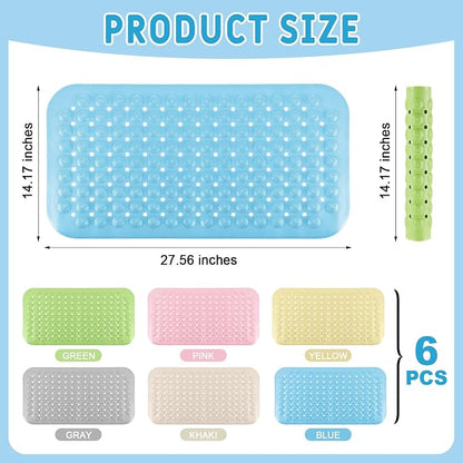 Dunzy 6 Pcs Non Slip Bath Mats 27.6x14.2 Inches TPE Bathtub Mats - Image 2