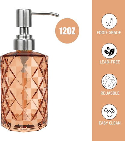 12Oz Amber Glass Soap Dispenser - Image 3