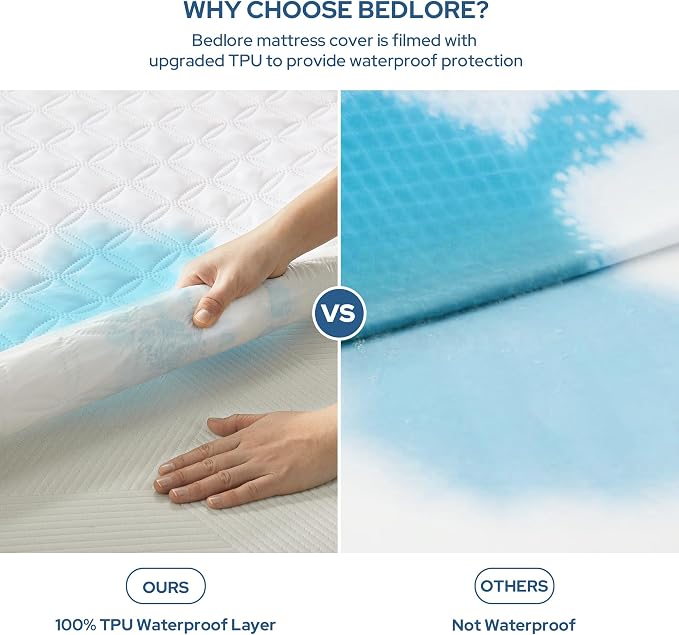 BEDLORE Waterproof Mattress Protector, Queen Size Noiseless Mattress Pad - Image 2