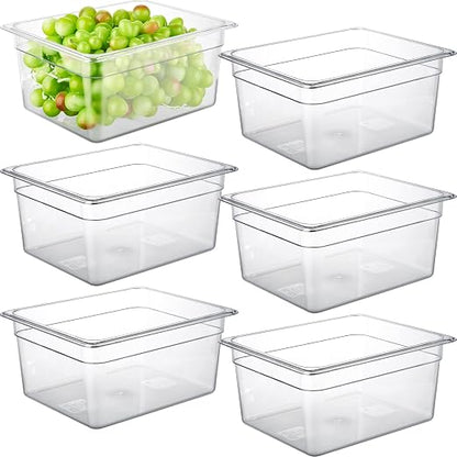 CURTA 6-Pack 1/2 Size 6" Deep NSF Polycarbonate Food Pans | Dishwasher & by CURTA