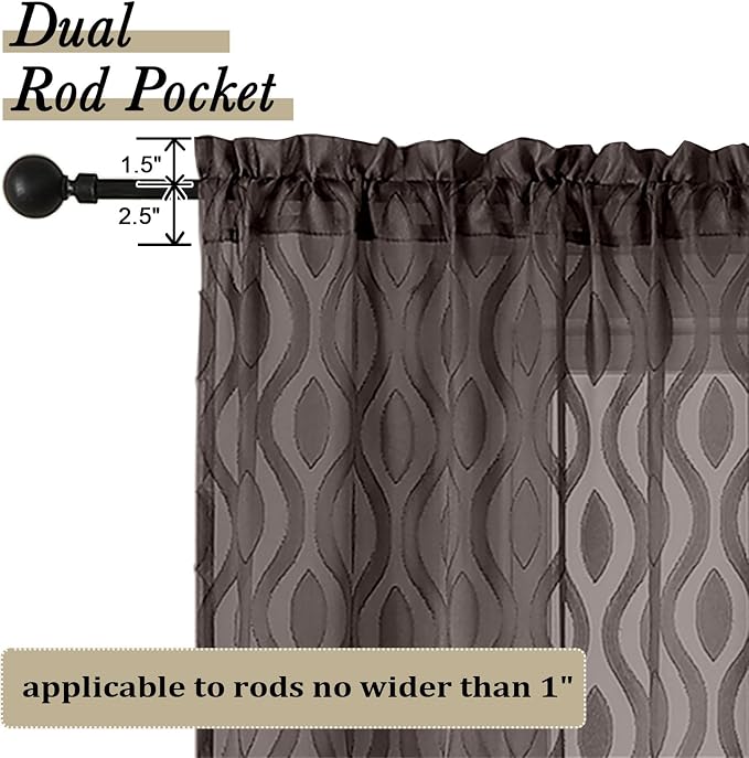Aiyufeng Sheer Brown Curtains 54 Inch Length 2 Panels - Image 4