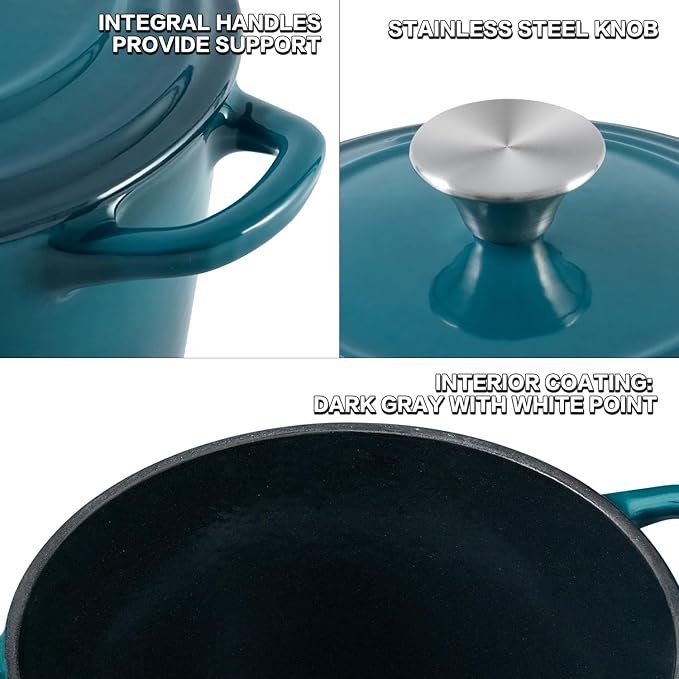 Flavehc Dutch Oven Pot with Lid 2.8 qt Cast Iron Dutch Oven - Image 2