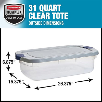 Rubbermaid Roughneck Clear 31 Qt/ 7.75 Gal Storage Containers, Visible Base - Image 2