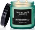 M&SENSE Sandalwood Jasmine Scented Candle, 11.6oz 70 Hours Burn Time Clean Non Toxic Natural Soy Wax Candle 2 Cotton Wick Home Decor for Mothers Day & Bathroom Bedroom