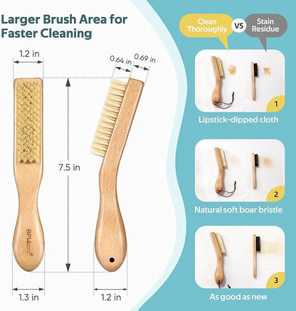 BFWood Laundry Stain Brush, Large Natural Soft Boar Bristles, Removes Tough - Image 2