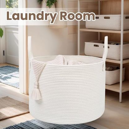 Woven Blanket Basket, 115L Large Rope Storage Bin - Image 7