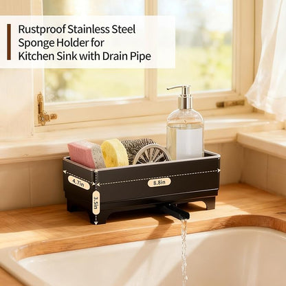 MOUKABAL Sponge Holder for Kitchen Sink – Rustproof Stainless Steel, 360° - Image 2