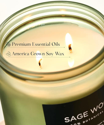 M&SENSE Sage Wood Scented Candle, 11.6oz 70 Hours Long Lasting Clean Non Toxic - Image 4