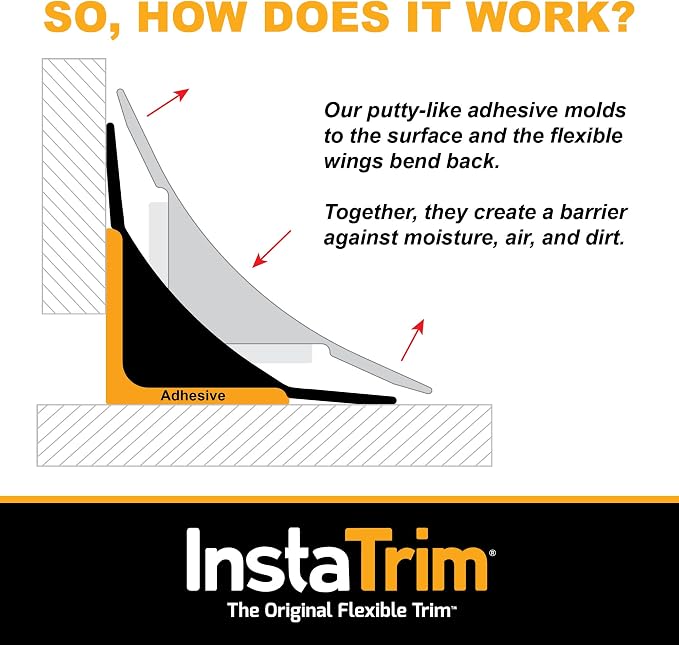 InstaTrim The Original Flexible Trim - 10ft Dark Brown 1/2" Wide Caulk Tape - - Image 6