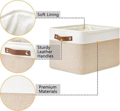DULLEMELO Fabric Storage Bins for Laundry, Foldable Storage Baskets for Shelves - Image 3