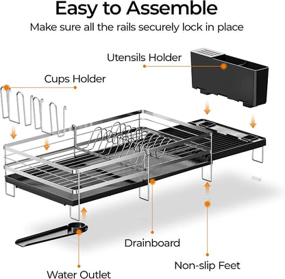 Delamu Stainless Steel Dish Drying Rack, Expandable Dish Drainer, Anti-Rust - Image 8