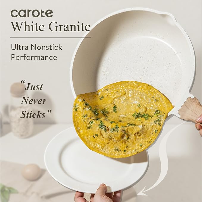 CAROTE Non Stick Frying Pan Skillet, Omelet Pan, Healthy Non Toxic Granite Chef - Image 3